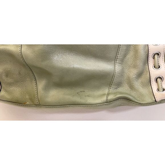 B. Makowsky sage green and white leather slouchy shoulder bag - Picture 5 of 12